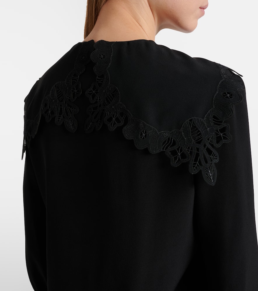 Chloé Embroidered silk crêpe de chine blouse