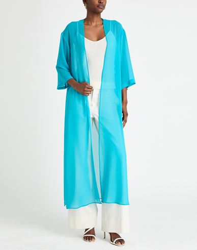 Woman Overcoat & Trench Coat Turquoise Size 6 Polyester