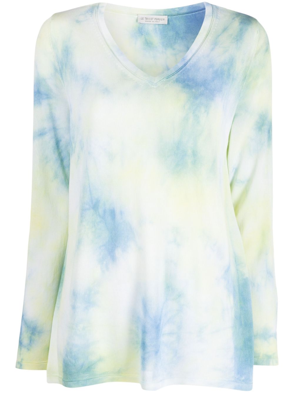 Tie-dye print long-sleeve top - Blue