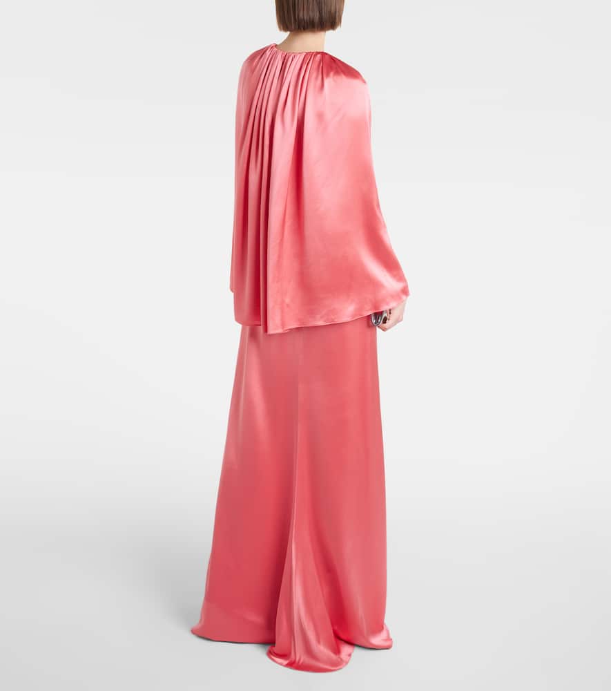 Monique Lhuillier Caped silk satin gown