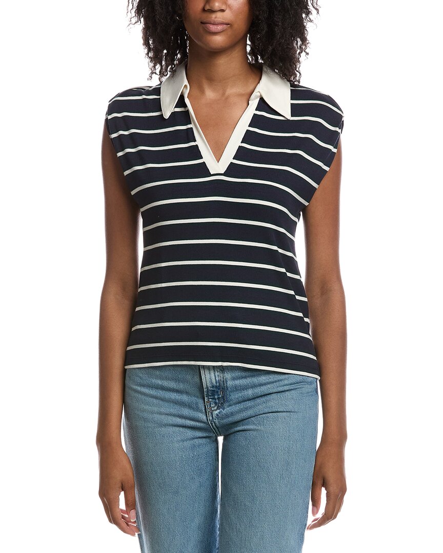 Ester Stripe Power Shoulder Polo Shirt