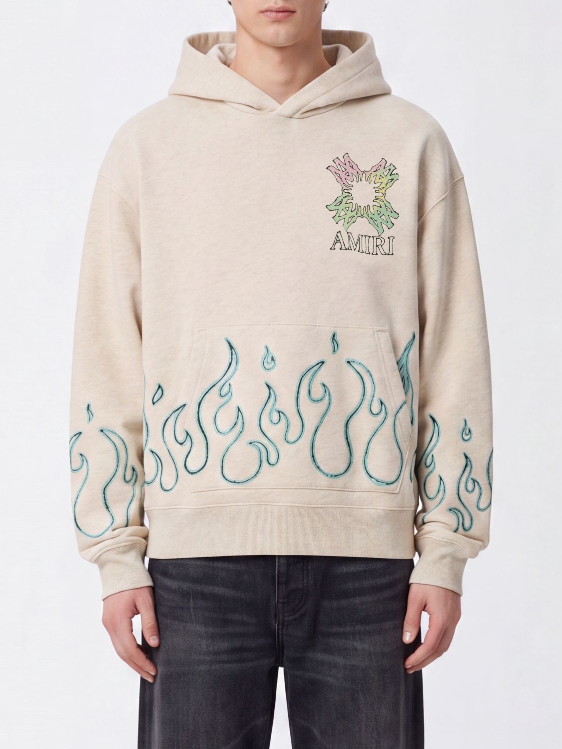 Amiri MA Quad Flames Hoodie in Ivory