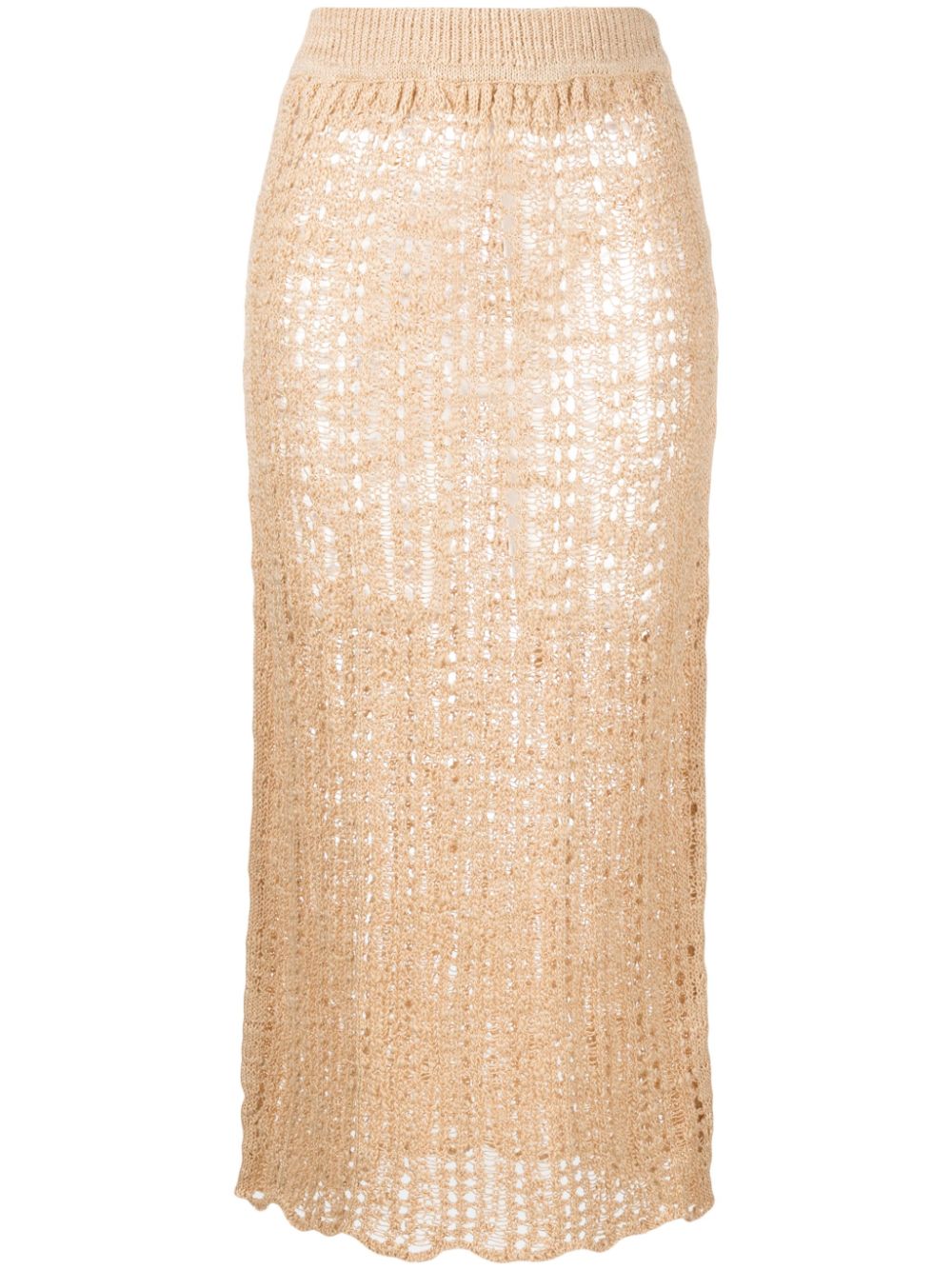Dawson crochet-knit midi skirt - Neutrals
