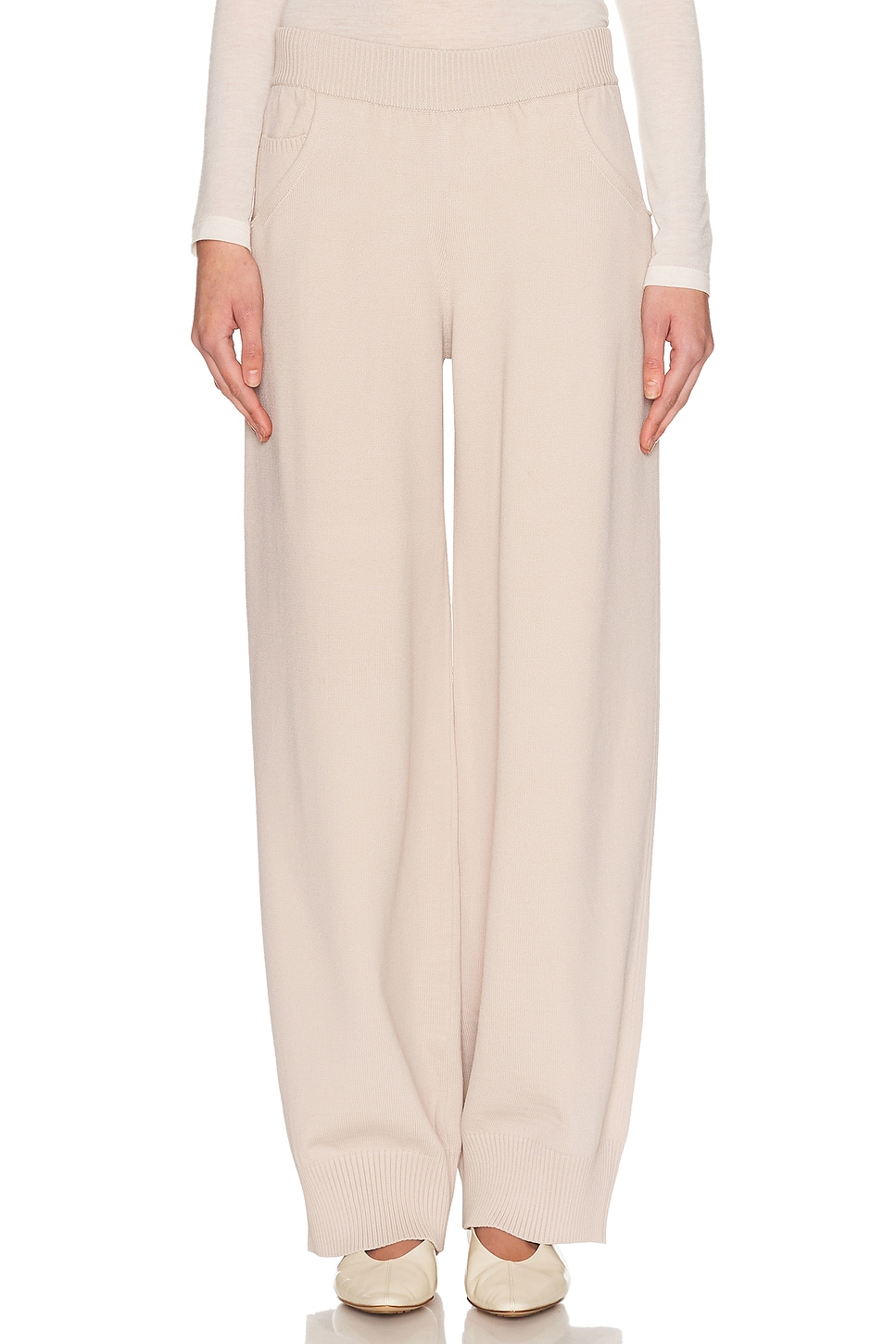Amiya Tailored Knit Pant in Ivory - Ivory. L also in