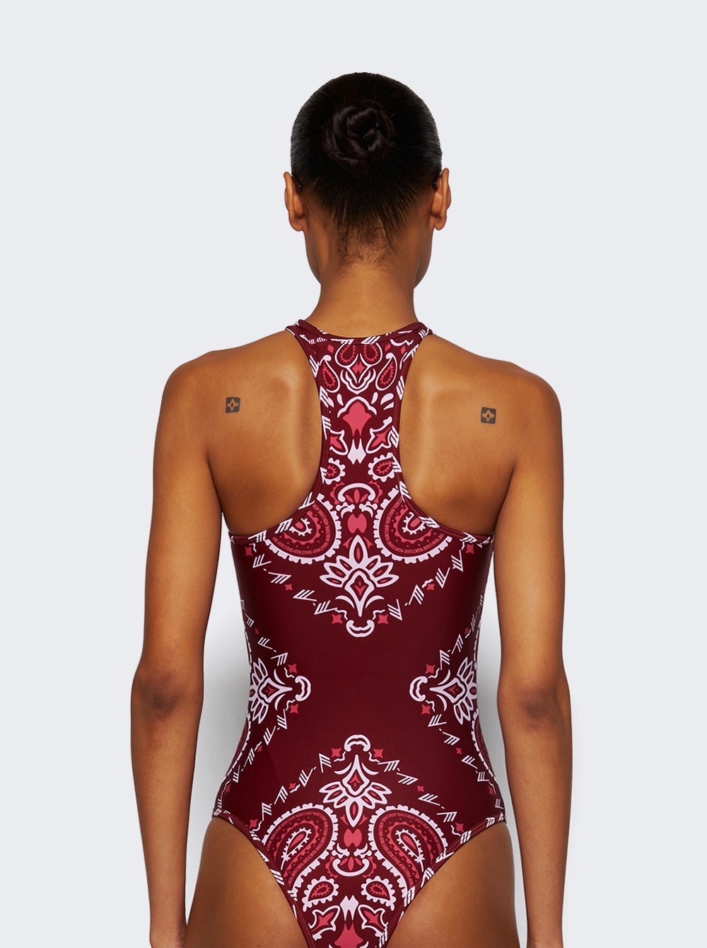 Bandana-print halterneck swimsuit - Red