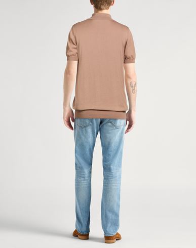 Man Sweater Camel Size 44 Cotton