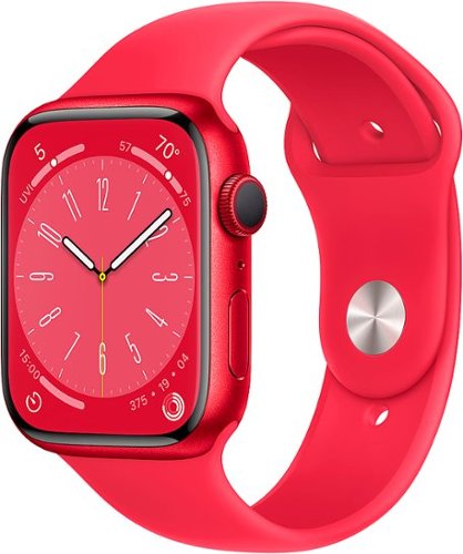 Geek Squad Certified Refurbished Watch Series 8 (GPS) 45mm Aluminum Case with (PRODUCT)RED Sport Band - S/M - (PRODUCT)RED