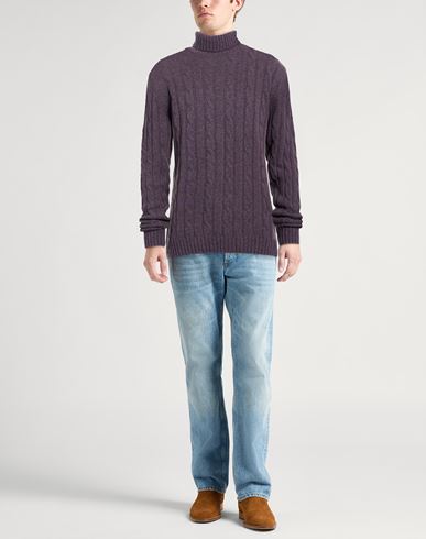 Man Turtleneck Dark purple Size L Wool