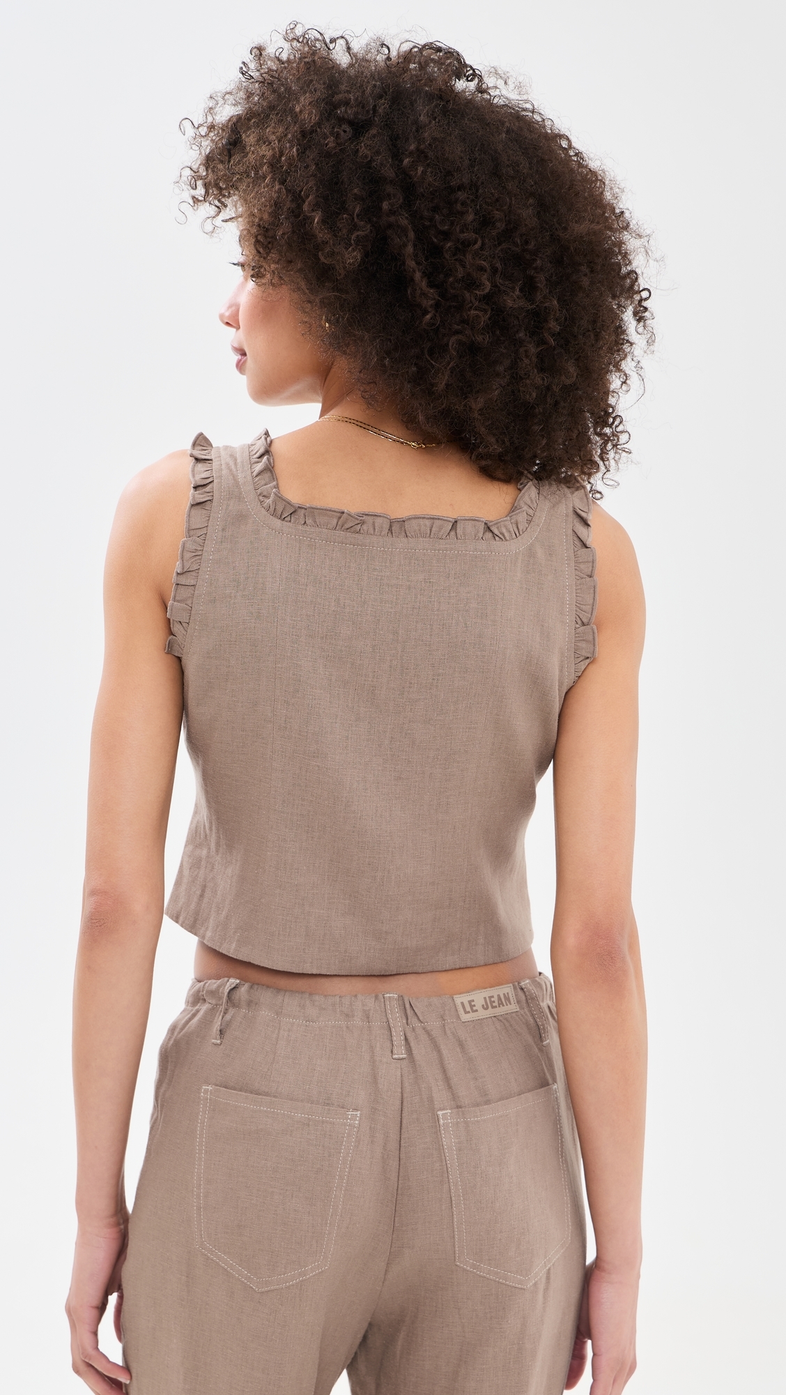 Linen Ruffle Cami Driftwood
