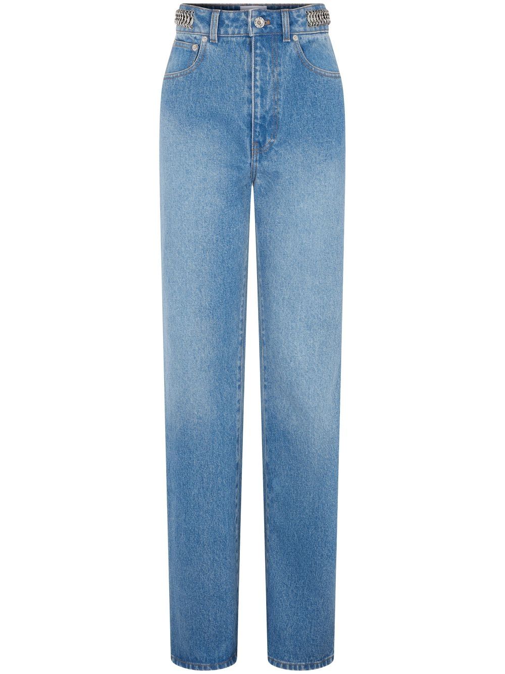Chain-embellished straight-leg jeans - Blue