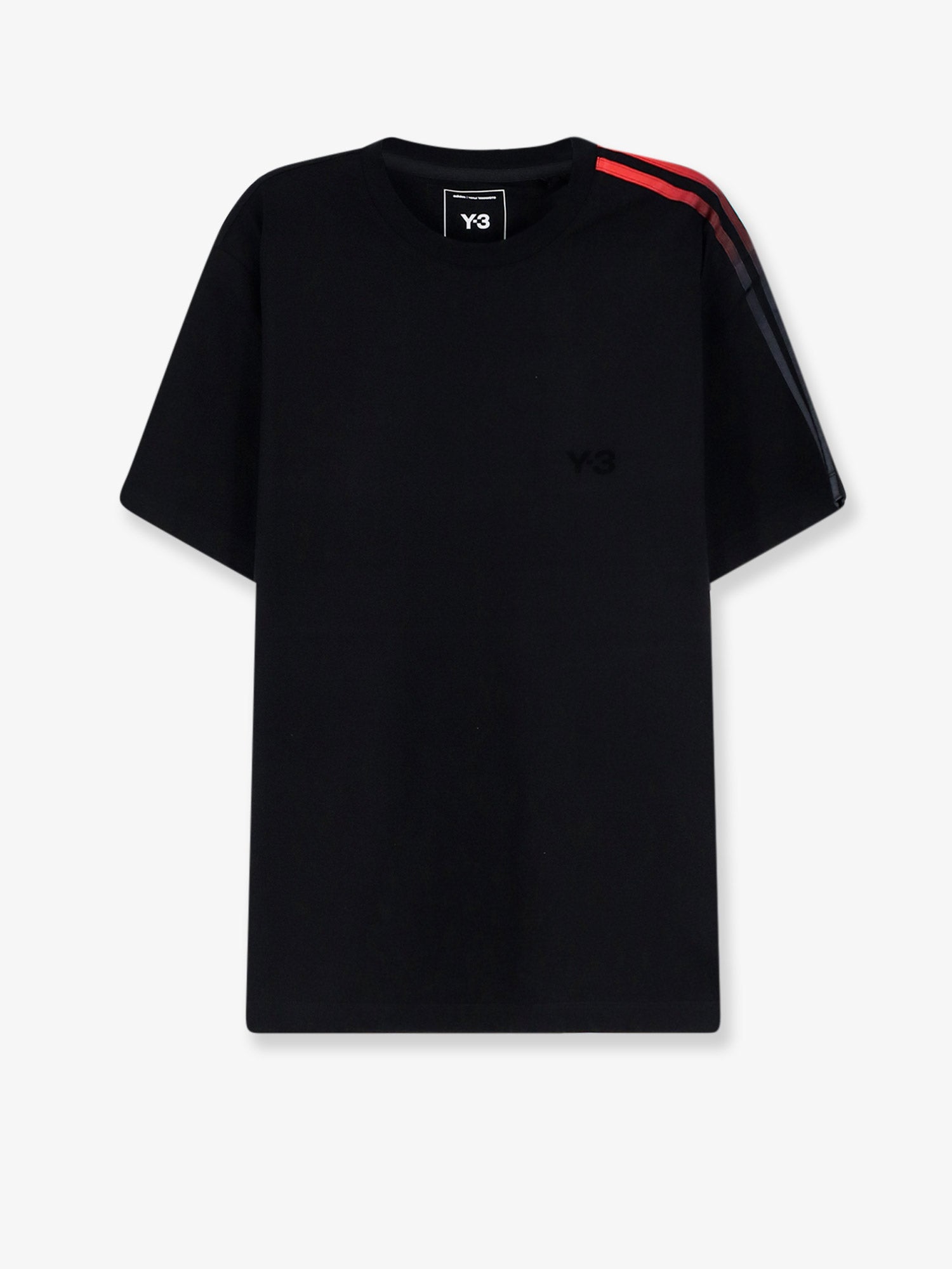 Gradient Cotton with Contrasting Stripes T-Shirt — Black