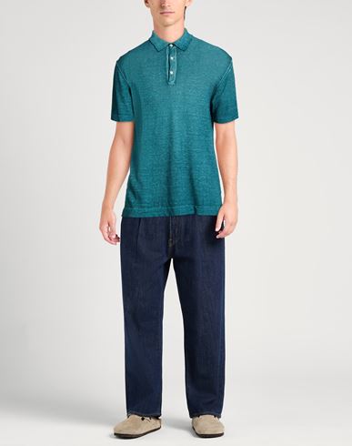 Man Sweater Deep teal Size 40 Linen, Cotton