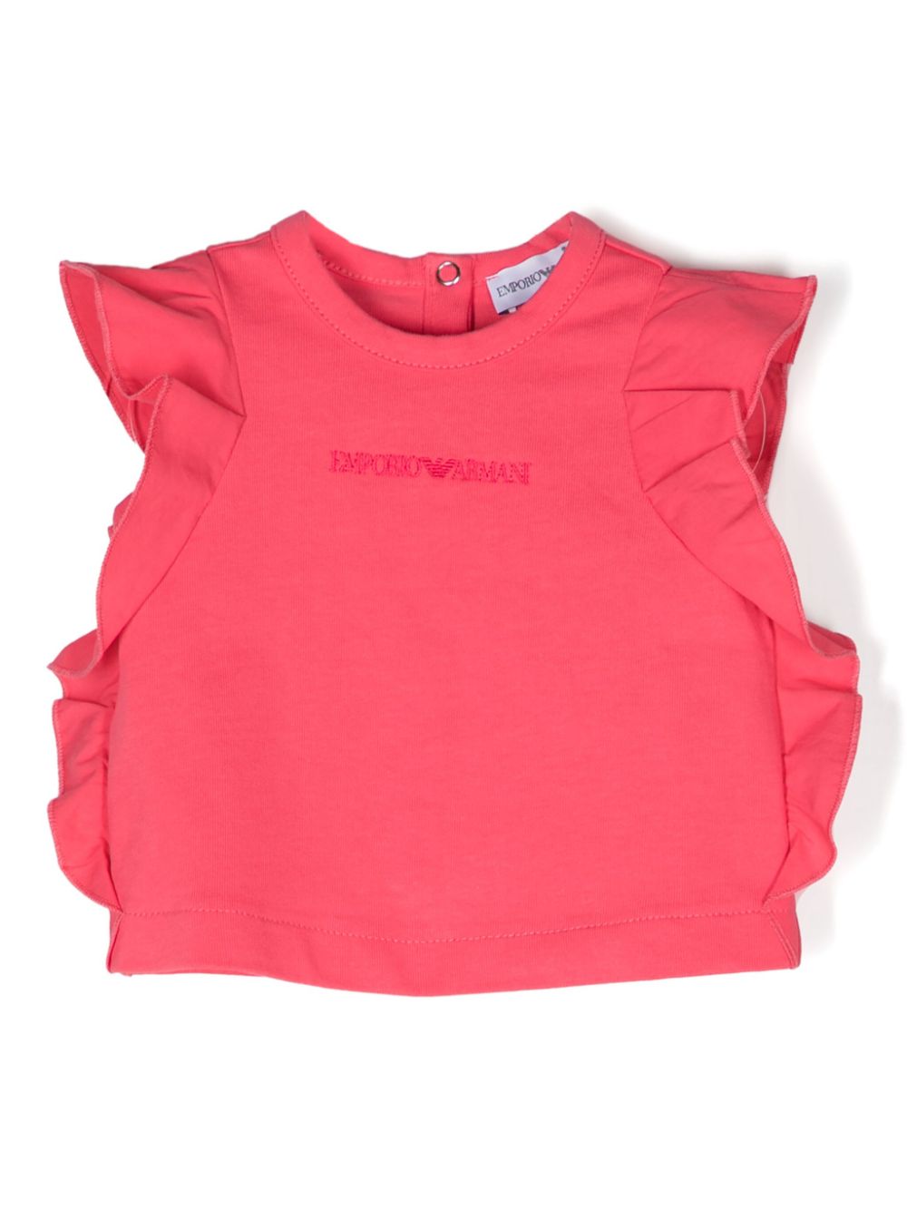 Embroidered-logo ruffled T-shirt - Pink