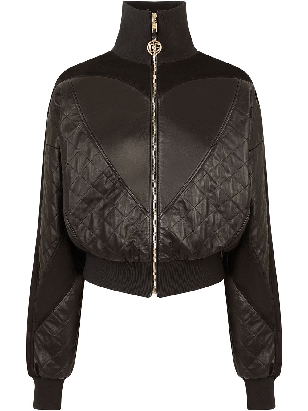 Quilted high-neck bomber jacket - Black