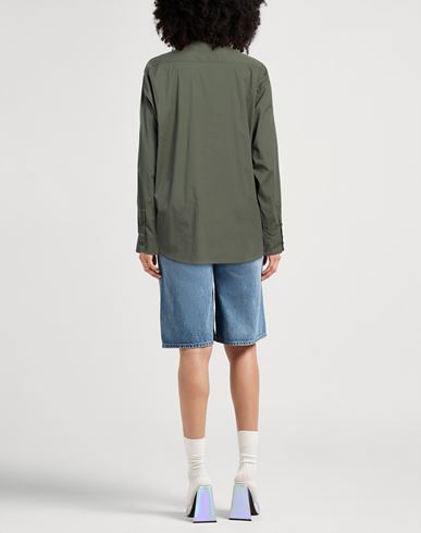 Woman Shirt Military green Size M Cotton, Nylon, Elastane