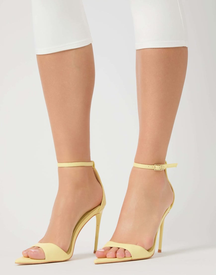 Kelisa pu pointed toe barely there stiletto high heels in lemon-Yellow
