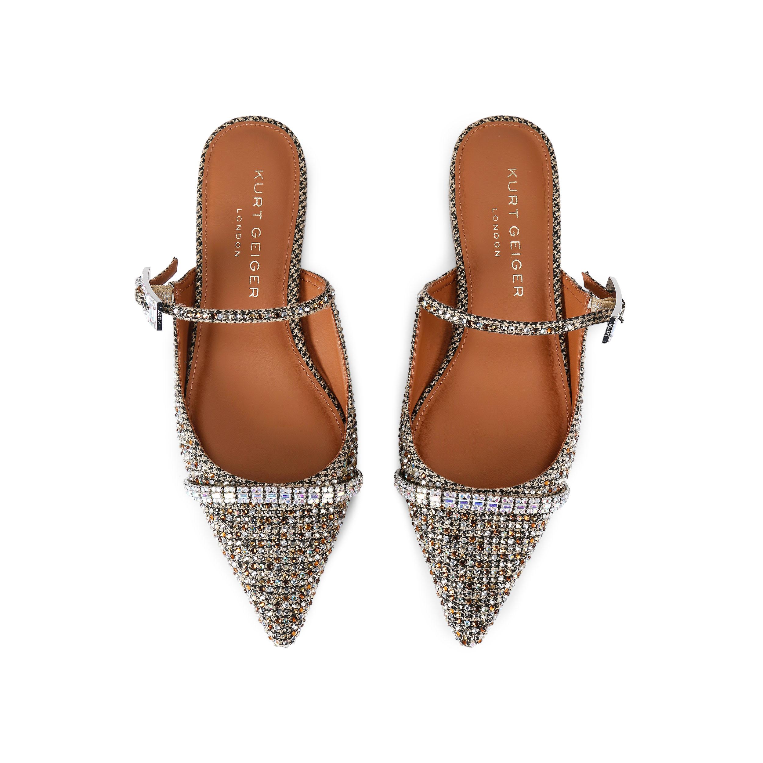 Kurt Geiger London Womens Strass Buckle Flat Mule Mules - Beige