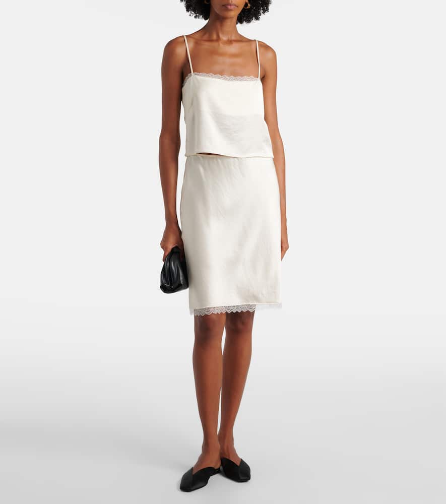 Barb cropped lace satin camisole