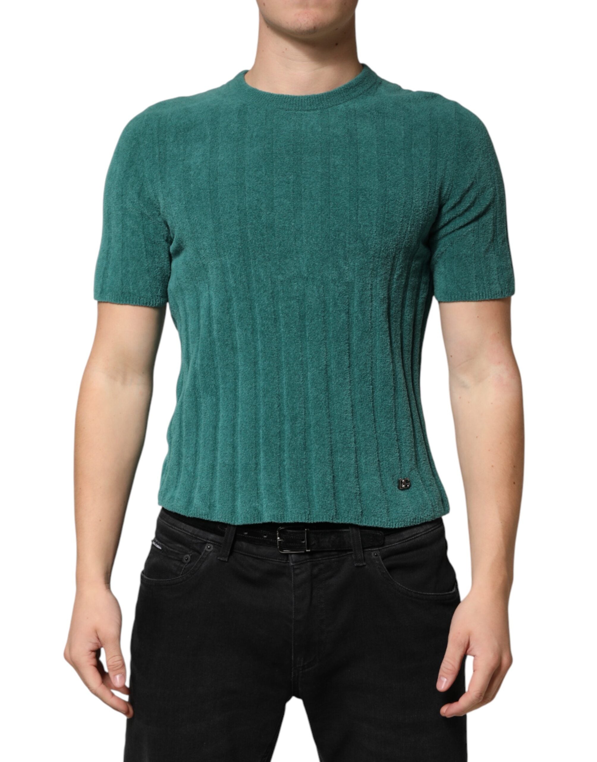 Cotton Blend Crew Neck T-Shirt — Green