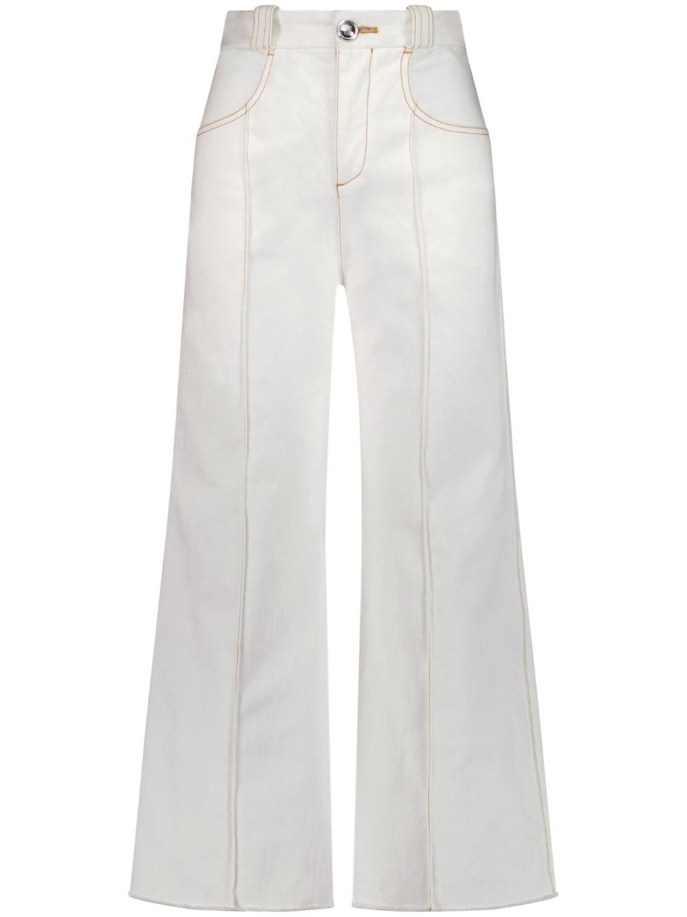 Wide-leg contrast-stitch jeans - White