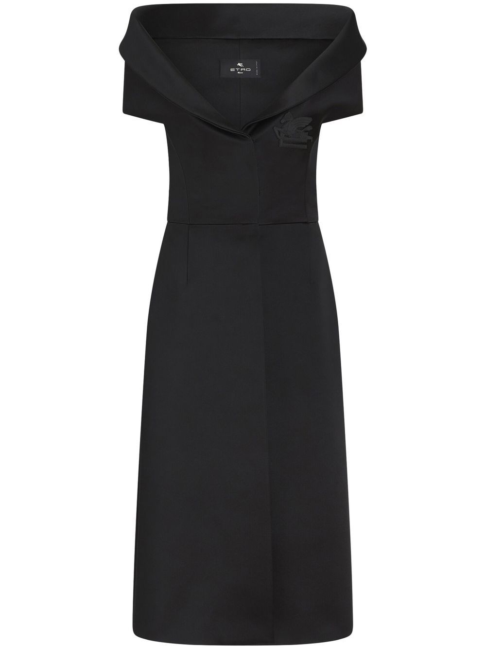 Pegaso-appliqué V-neck dress - Black