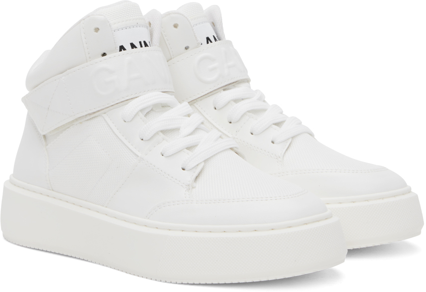 GANNI White Sporty Mix High-Top Sneakers