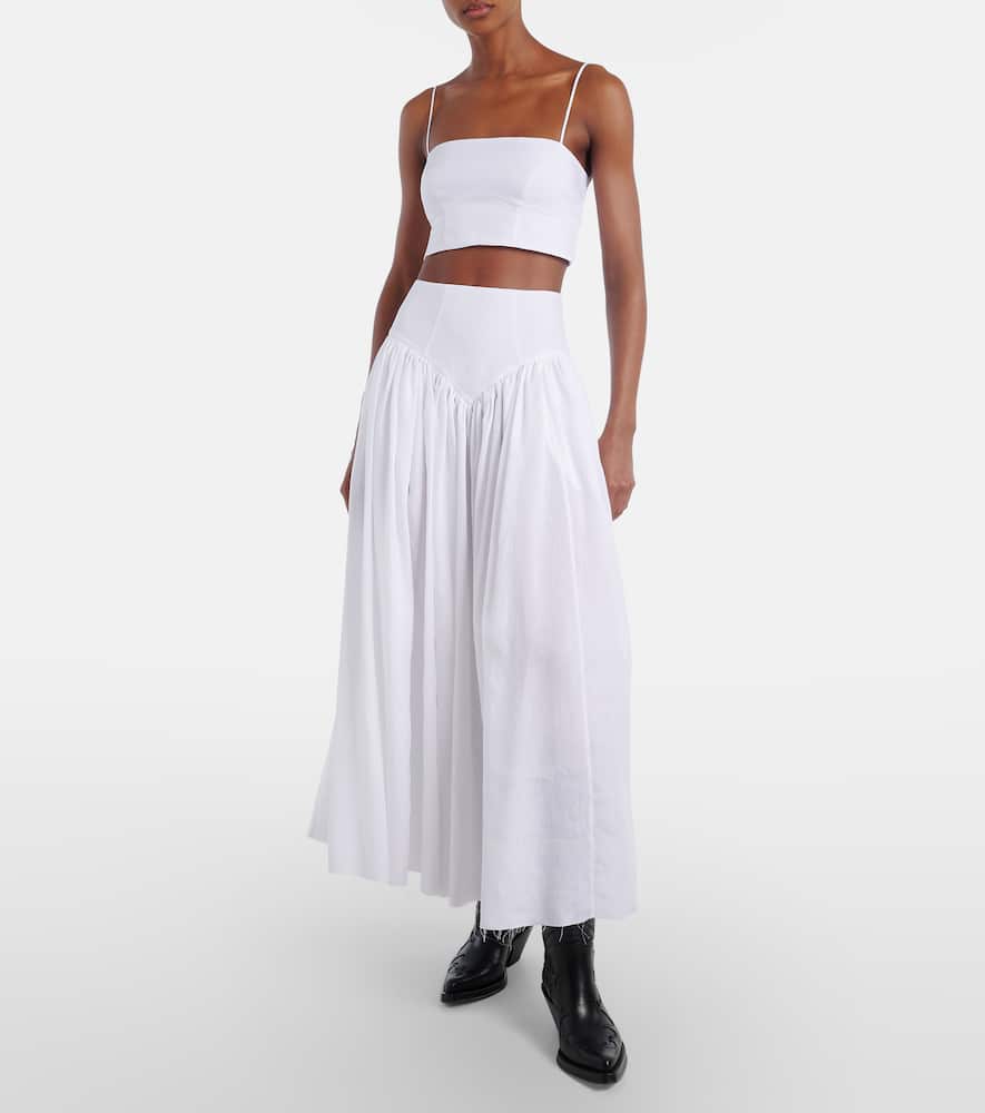 Juniper gathered linen midi skirt