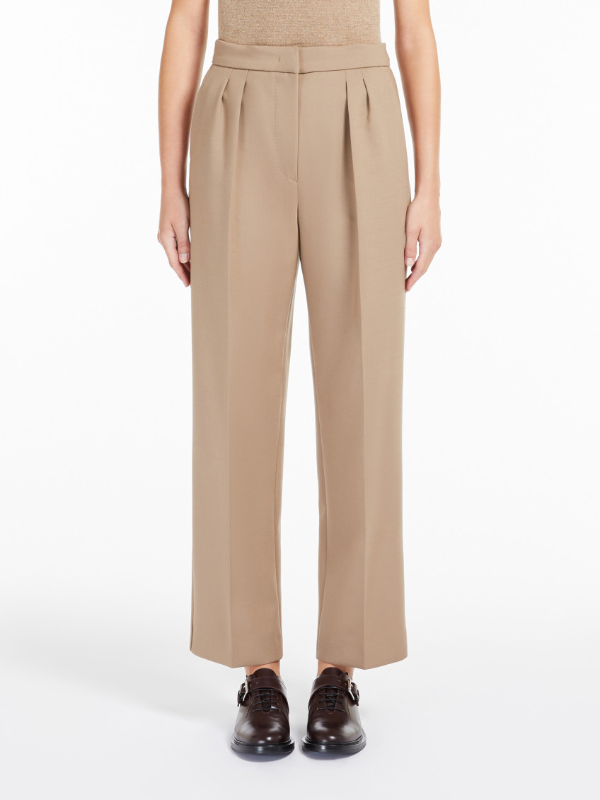 Beige High-waisted trousers
