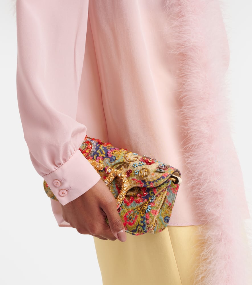 Feather-trimmed silk shirt