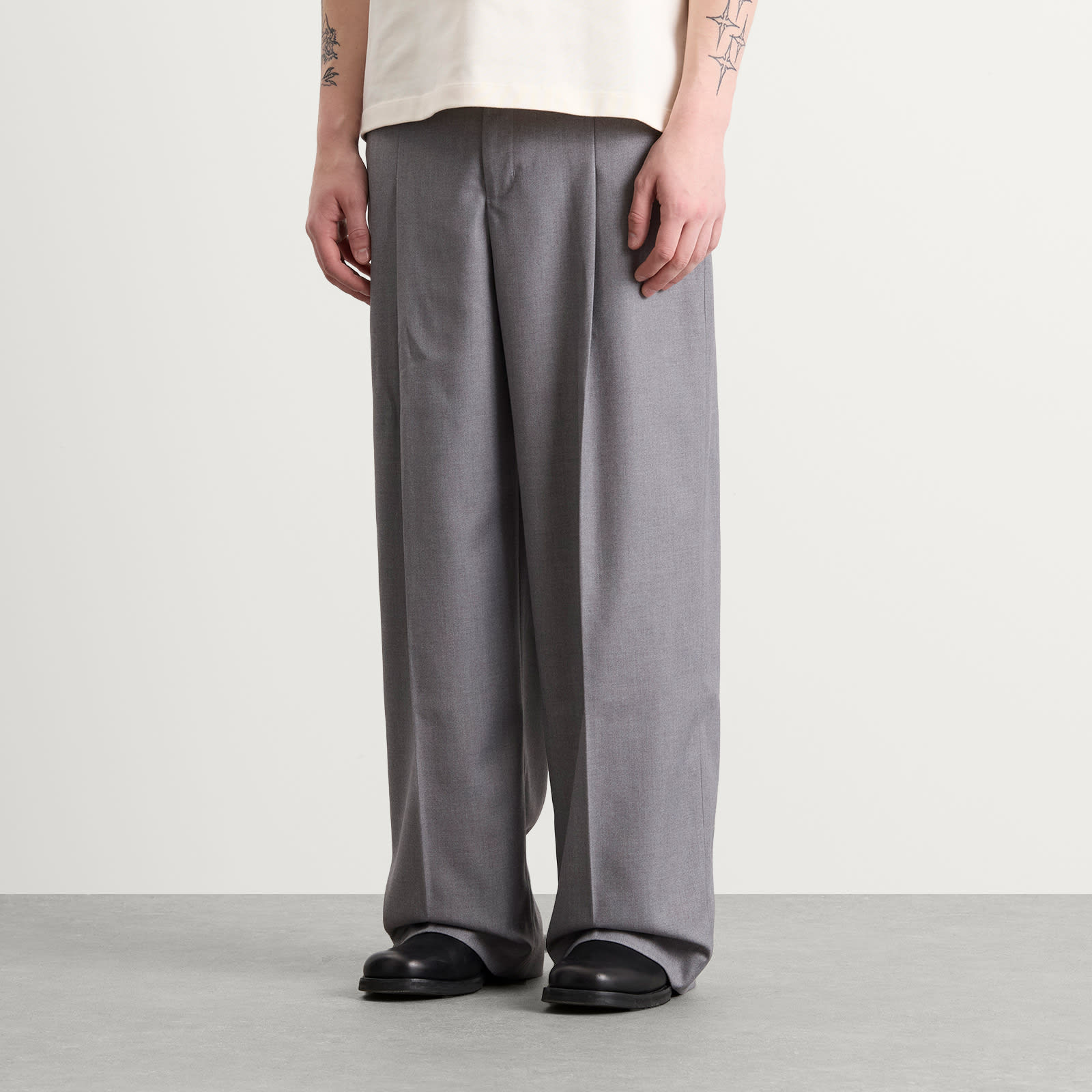 Men's Tailored Wide Leg Trouser Light Grey