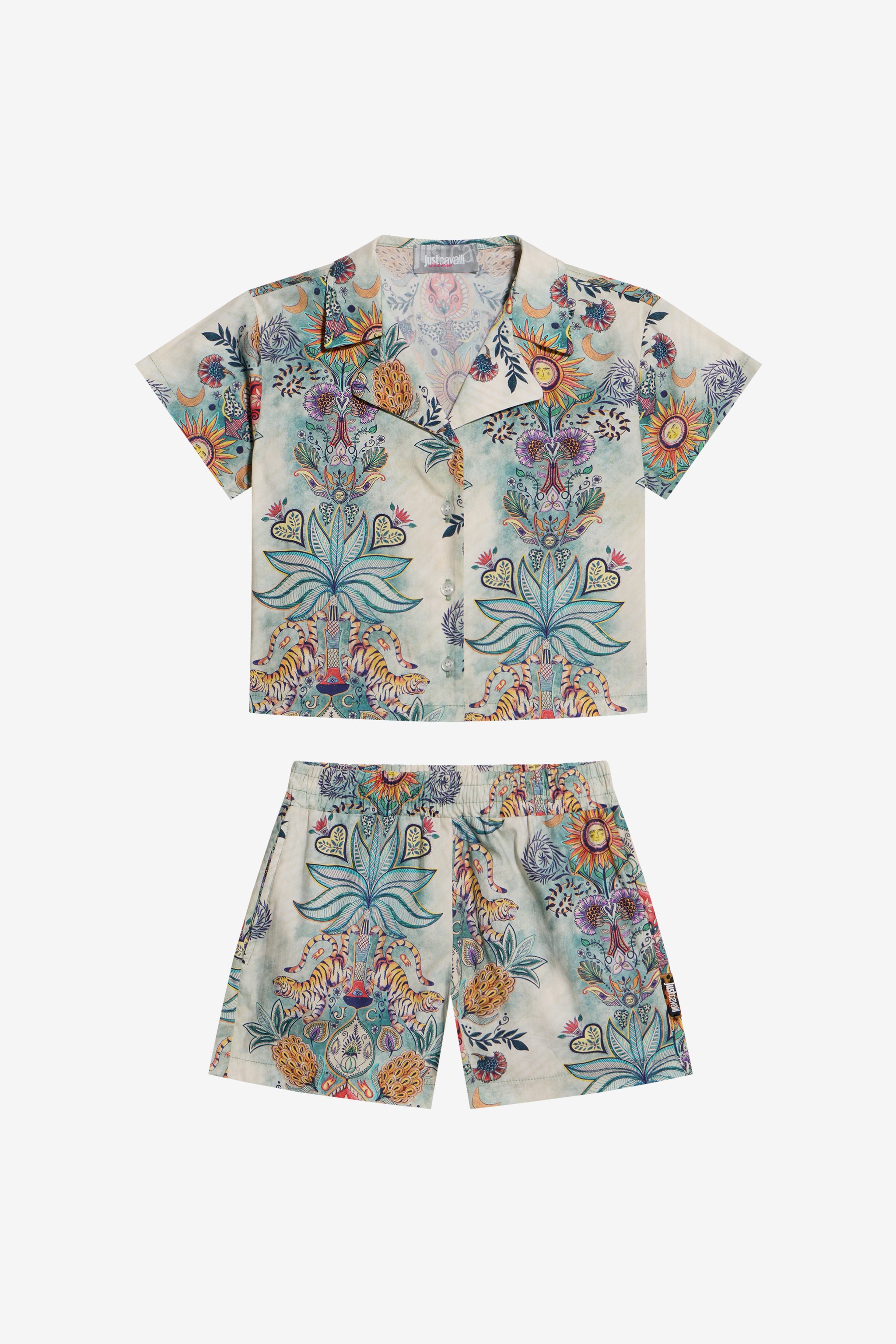 Shirt And Bermuda Set With Tropical Garden Print - Female T