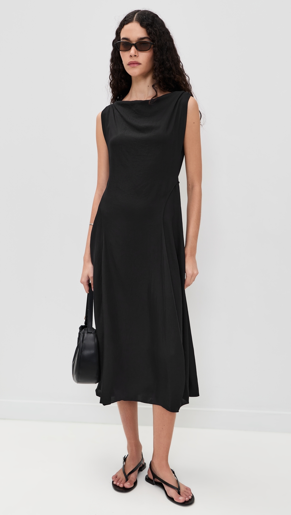 Draped Parachute Dress Black