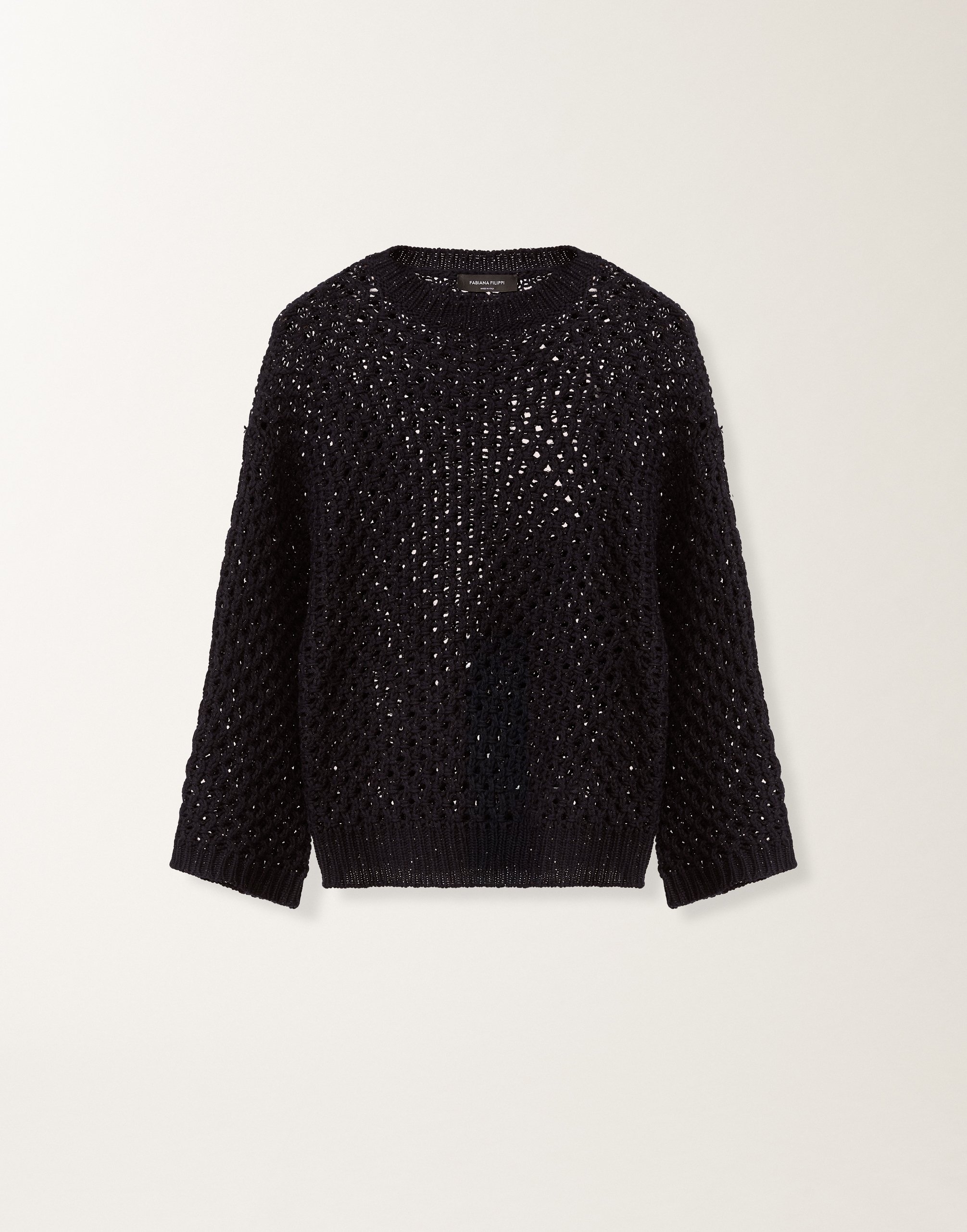 Cape in Platinum and micro sequins, midnight blue