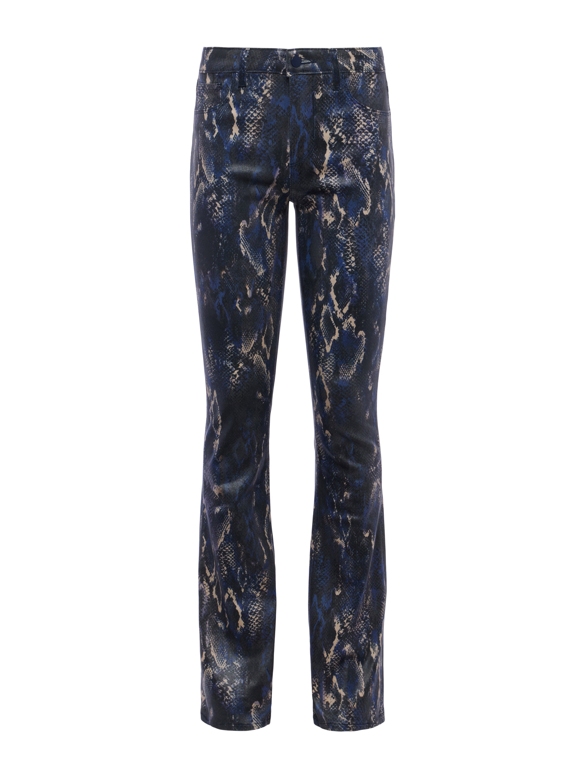 Selma Coated Bootcut Jean In Midnight/Tan Snake Coated