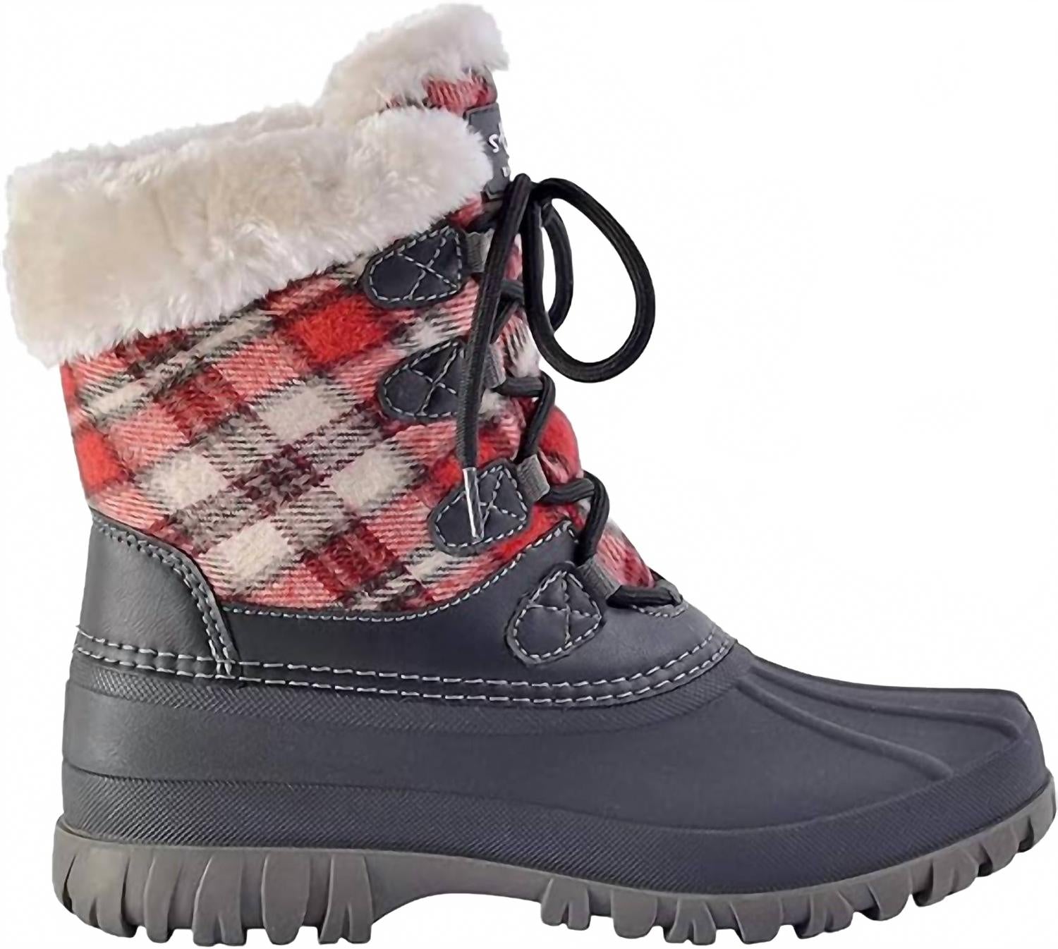 Women's Cuddle Boot In Black/red Plaid