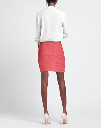 Woman Mini skirt Coral Size 4 Cotton, Polyamide