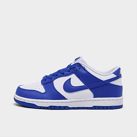 Big Kids Dunk Low Casual Shoes in White/Hyper Royal/Hyper Royal