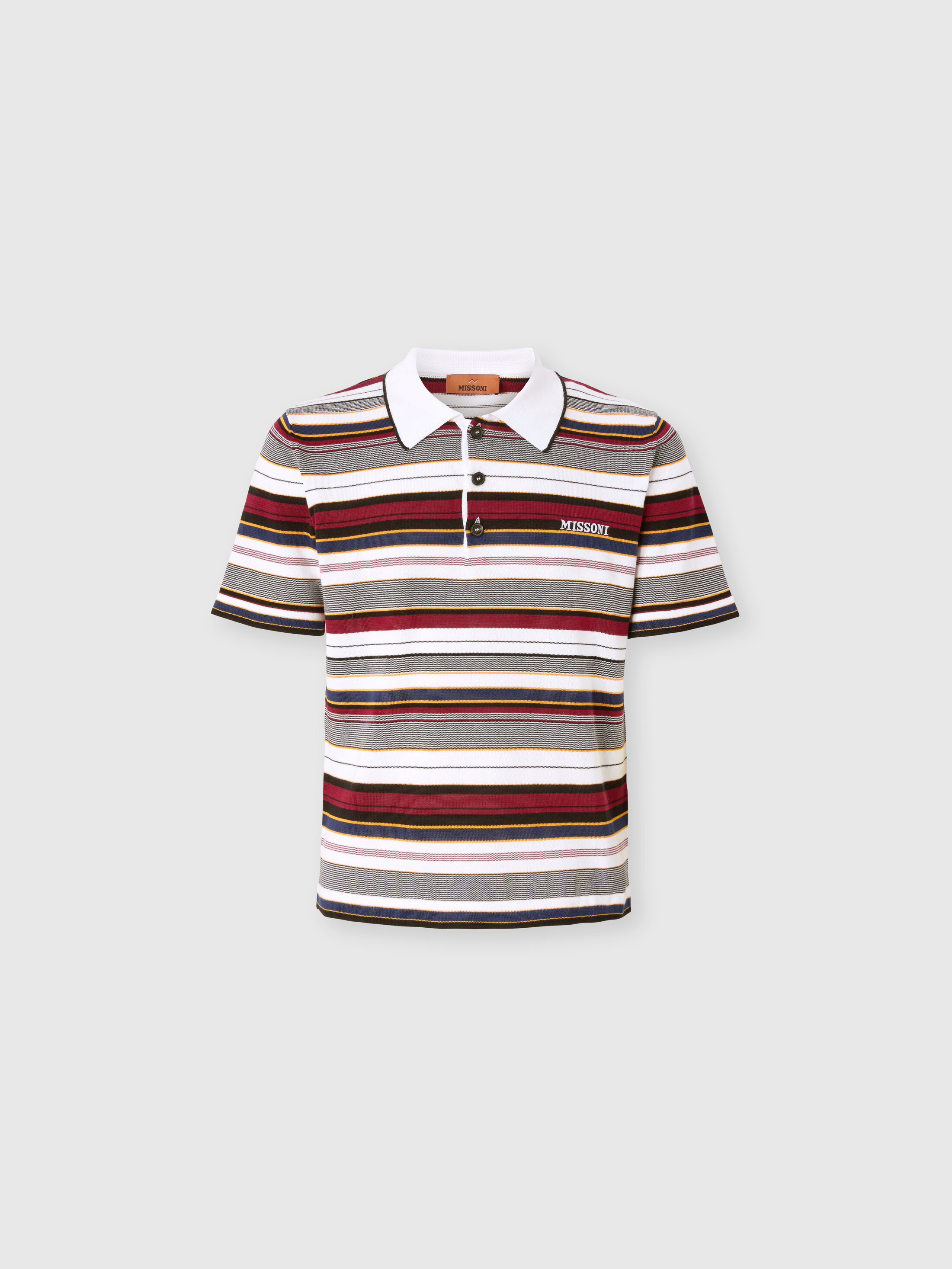 Missoni - Striped cotton polo shirt with embroidered logo lettering, Men, Multicoloured