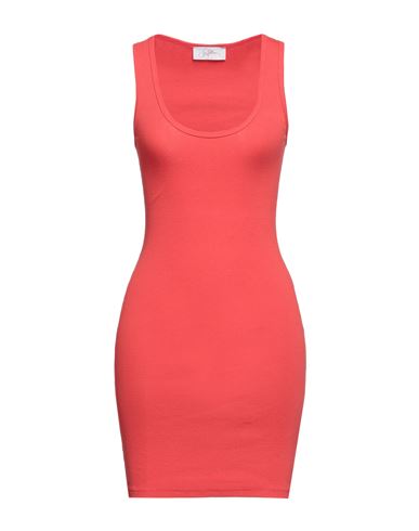 Woman Mini dress Coral Size M Cotton, Elastane