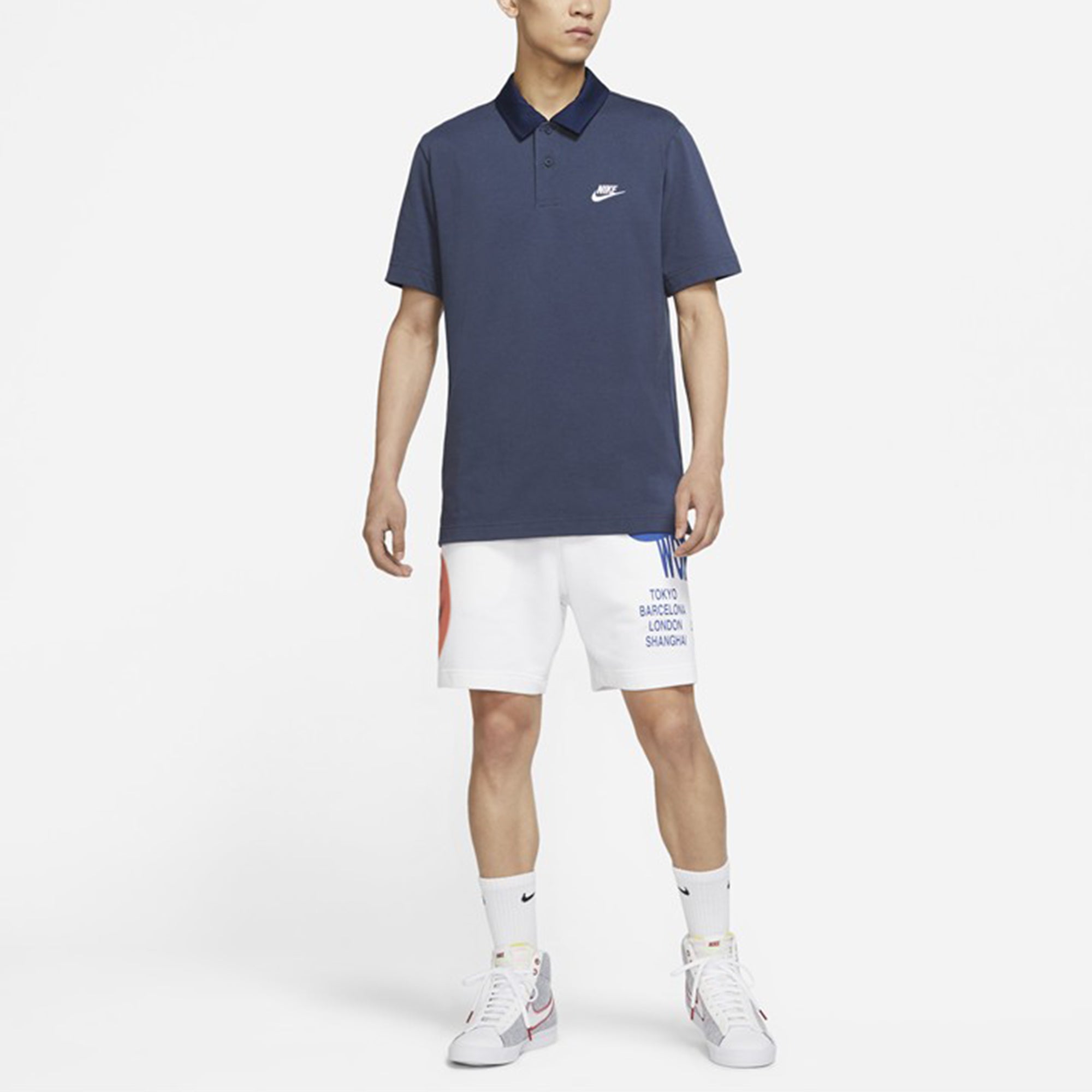 Men's Sportswear Athleisure Casual Sports Rugby Short Sleeve Lapel Navy Blue Polo Shirt