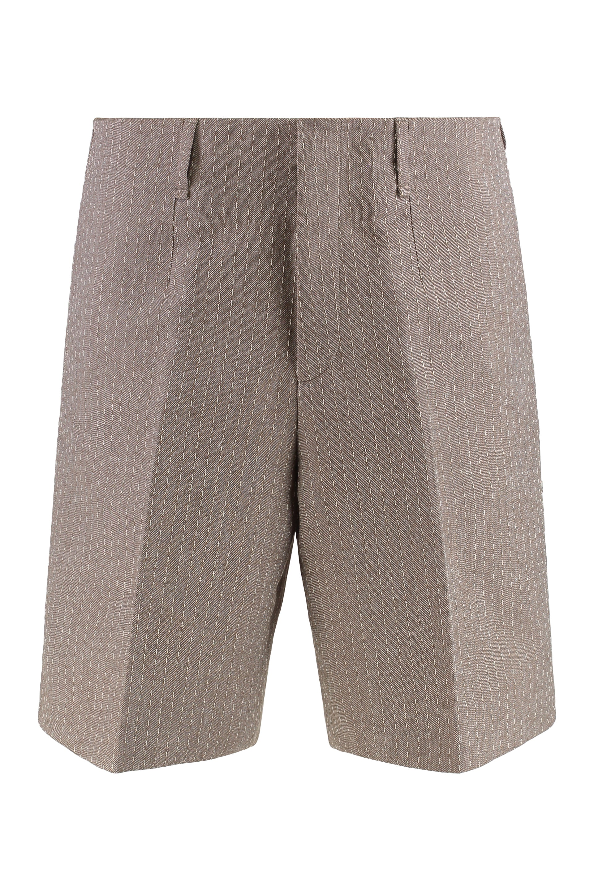 Men's Cotton Bermuda Shorts with Visible Stitching