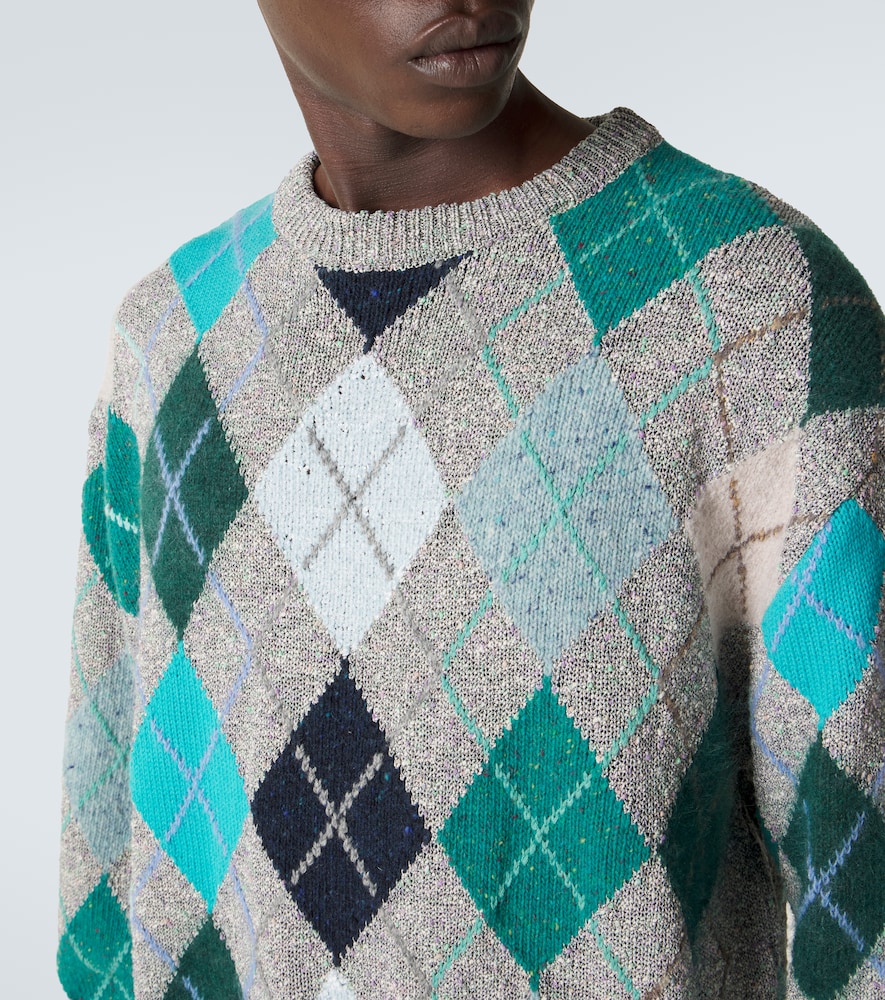 Argyle wool and cotton-blend sweater