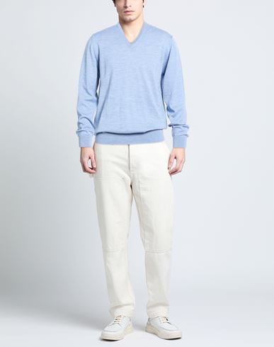 Man Sweater Light blue Size 46 Merino Wool