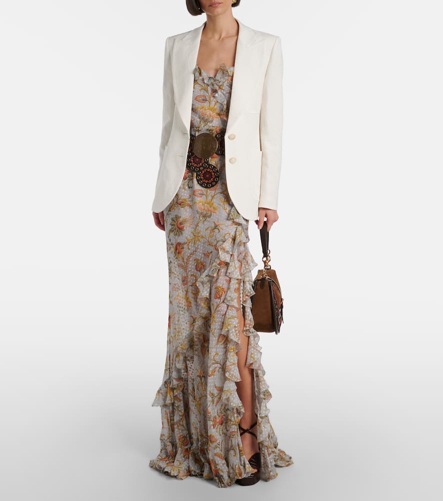 Embroidered cotton-blend blazer