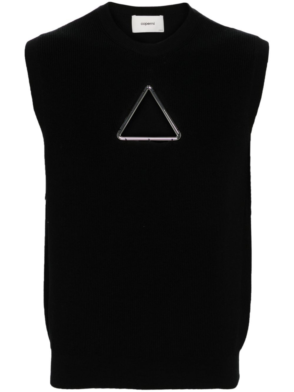 Triangle sleeveless knitted top - Black