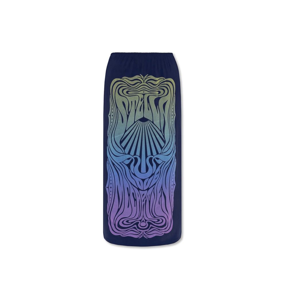 Velvet Graphic-Print Skirt — Blue