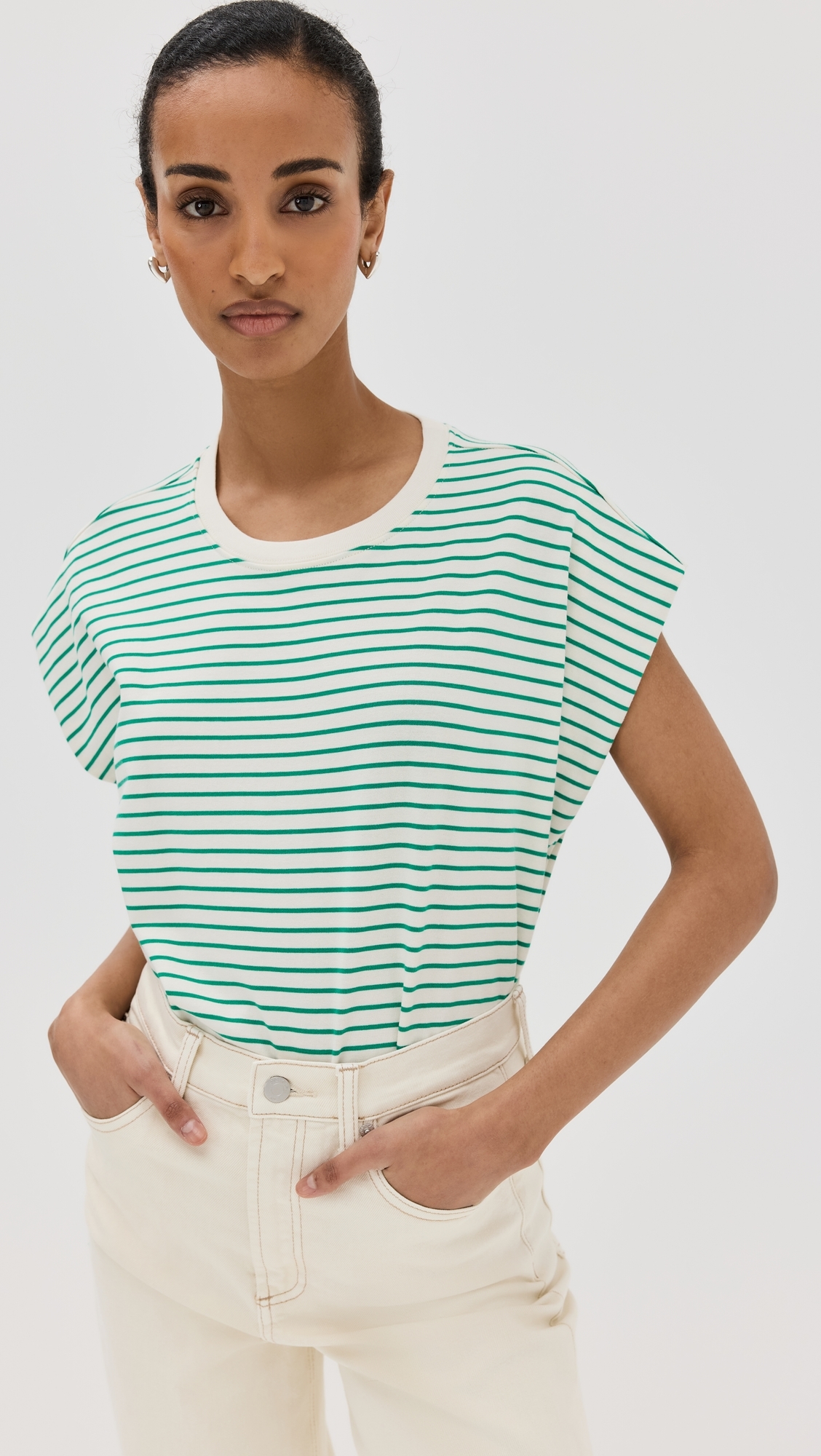 Trina Muscle Tee VERT STRIPE