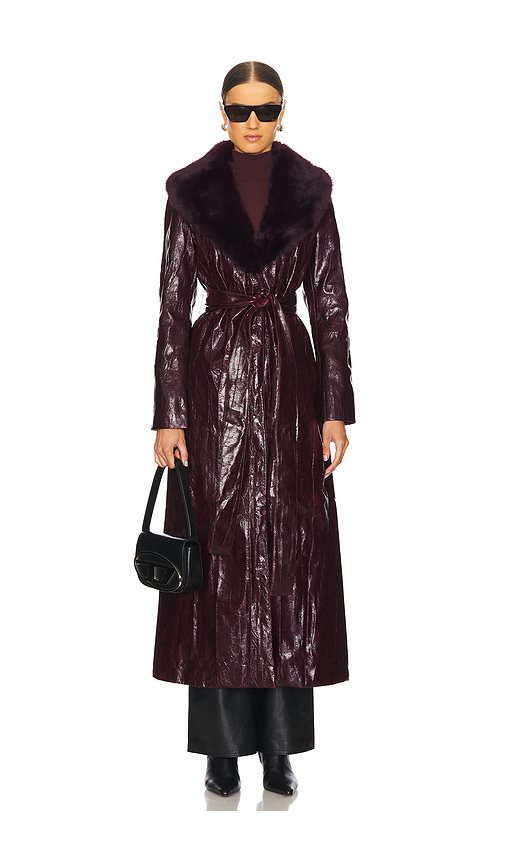 Kim Shui MANTEAU AVEC COL IMITATION FOURRURE BORDEAUX en Wine. M. Also en