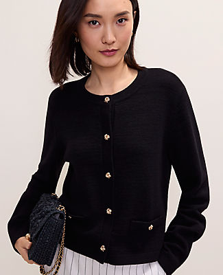 Ann Taylor Crew Neck Sweater Jacket