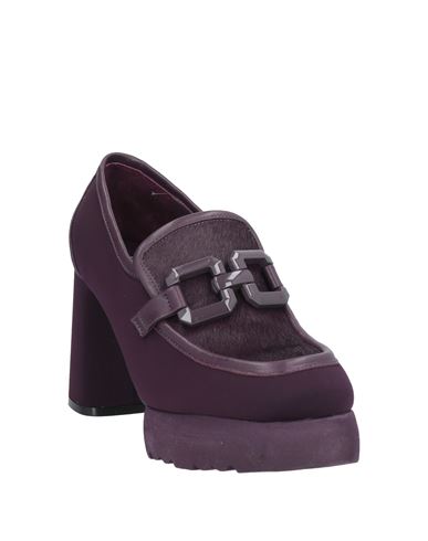Woman Loafers Purple Size 6 Leather, Textile fibers